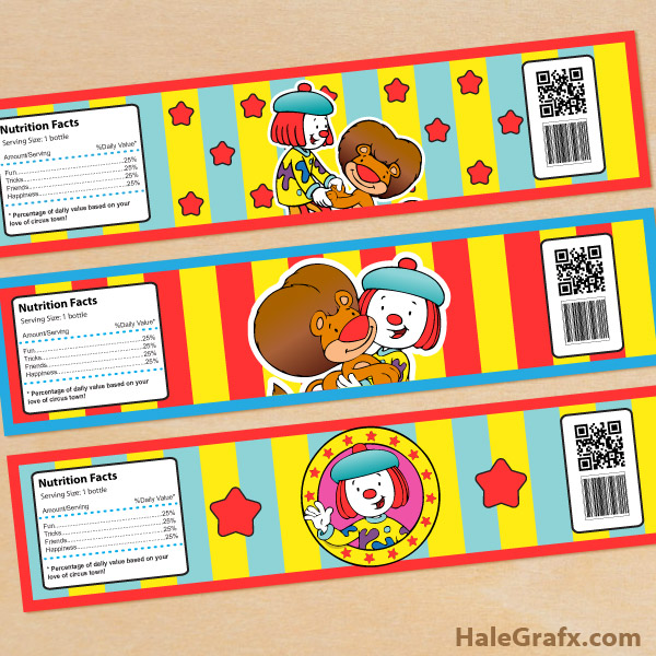 FREE Printable JoJo's Circus Water Bottle Labels FREE Printable JoJo's Circus Water Bottle Labels