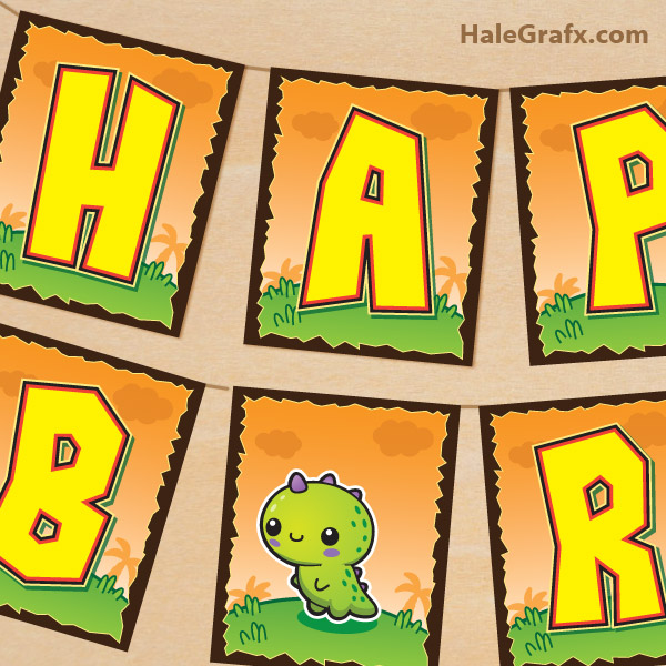 FREE Printable Kawaii Dinosaur Birthday Banner FREE Printable Kawaii Dinosaur Birthday Banner