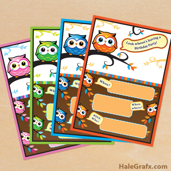 FREE Printable Owl Birthday Invitation Set FREE Printable Owl Birthday Invitation Set