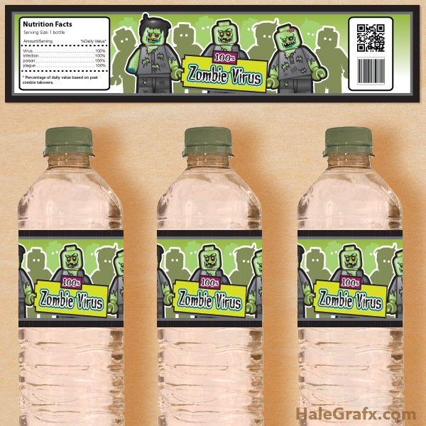 FREE LEGO Zombie Water Bottle Labels - Printable