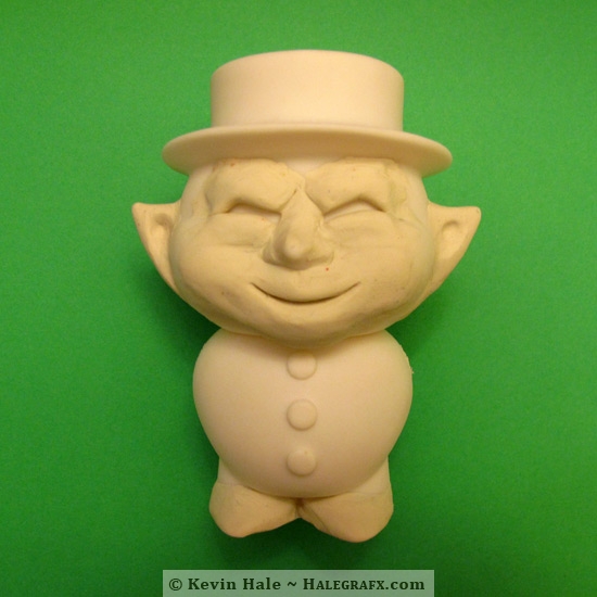 Sculpting the face and ears of the leprechaun Color Blanks figure