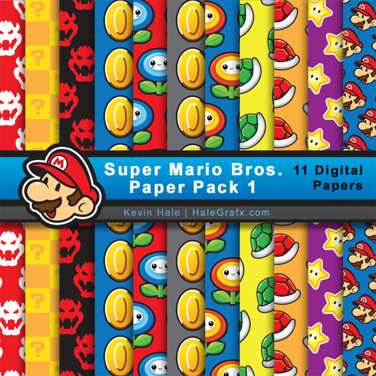 Super Mario Brothers Digital Paper Pack for Parties and Digital Scrapbooking