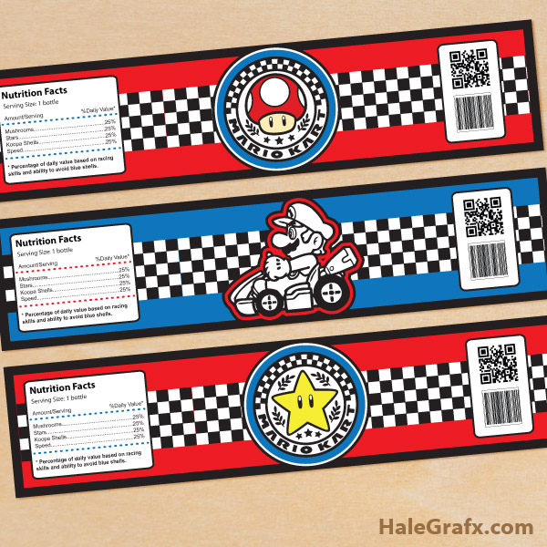 FREE Printable Mario Kart Water Bottle Labels FREE Printable Mario Kart Water Bottle Labels
