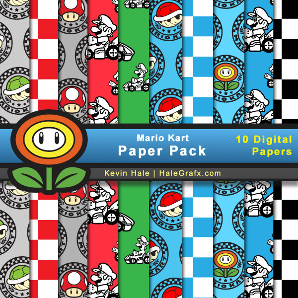 FREE Mario Kart Digital Paper Pack FREE Mario Kart Digital Paper Pack