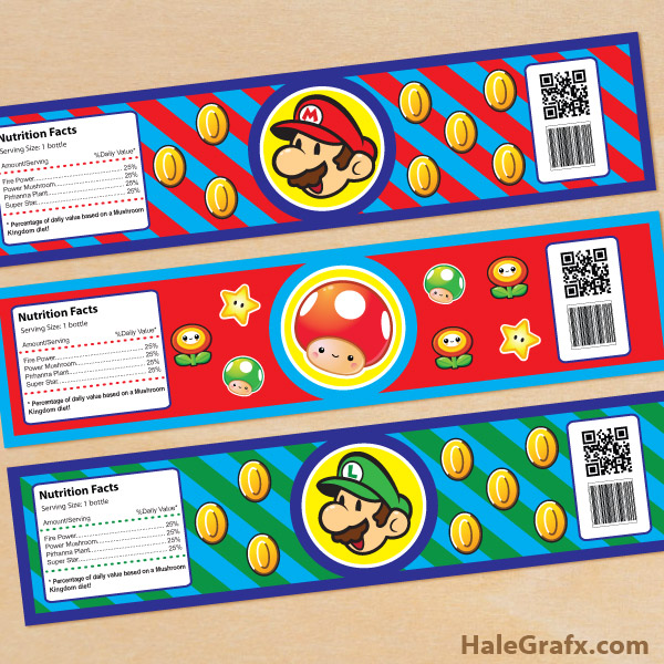 FREE Printable Super Mario Bros. Water Bottle Labels FREE Printable Super Mario Bros. Water Bottle Labels