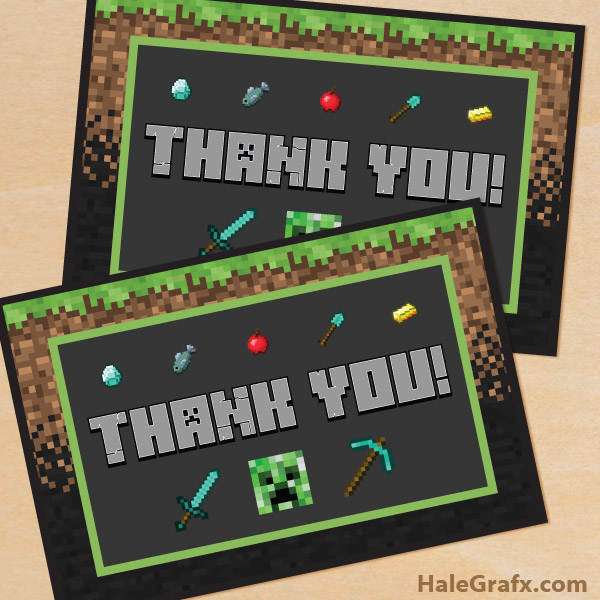 FREE Printable Minecraft Thank You Card FREE Printable Minecraft Thank You Card