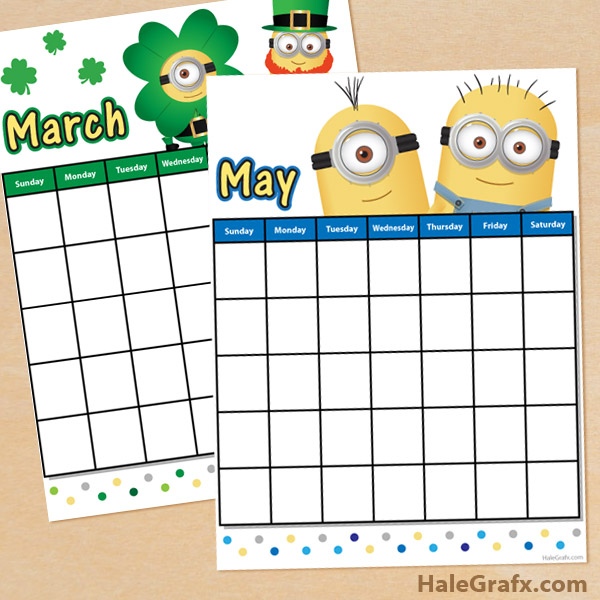 FREE Printable Despicable Me Minions Calendar Sheets FREE Printable Despicable Me Minions Calendar Sheets