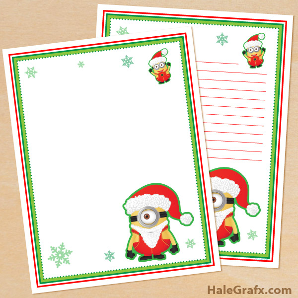 FREE Printable Christmas Minion themed Stationery FREE Printable Christmas Minion themed Stationery
