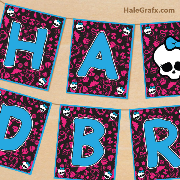 FREE Printable Monster High Birthday Banner FREE Printable Monster High Birthday Banner