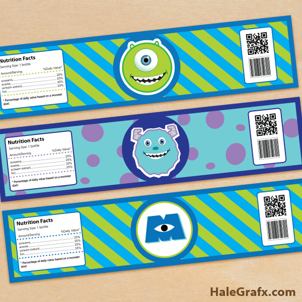 FREE Printable Monster Inc. Water Bottle Labels FREE Printable Monster Inc. Water Bottle Labels