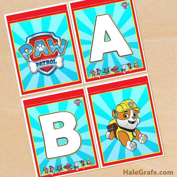 FREE Printable Paw Patrol Alphabet Banner Pack FREE Printable Paw Patrol Alphabet Banner Pack