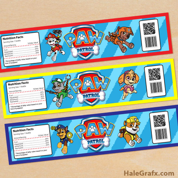 FREE Printable Paw Patrol Water Bottle Labels FREE Printable Paw Patrol Water Bottle Labels