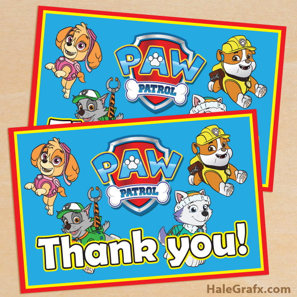 FREE Printable Paw Patrol Thank You Card FREE Printable Paw Patrol Thank You Card