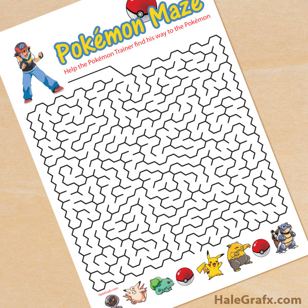 FREE Printable Pokémon Maze FREE Printable Pokémon Maze