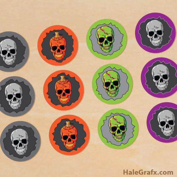 FREE Printable Halloween skulls Cupcake Toppers FREE Printable Halloween skulls Cupcake Toppers