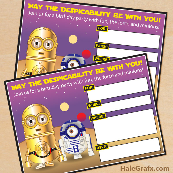 FREE Printable Star Wars Minion Birthday Invitation FREE Printable Star Wars Minion Birthday Invitation