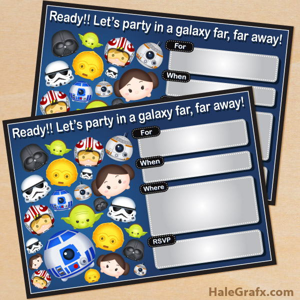 FREE Printable Cute Star Wars Tsum Tsum Birthday Invitation FREE Printable Cute Star Wars Tsum Tsum Birthday Invitation