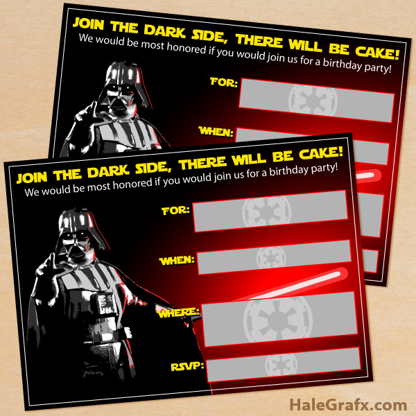 FREE Printable Star Wars Darth Vader Birthday Invitation FREE Printable Star Wars Darth Vader Birthday Invitation