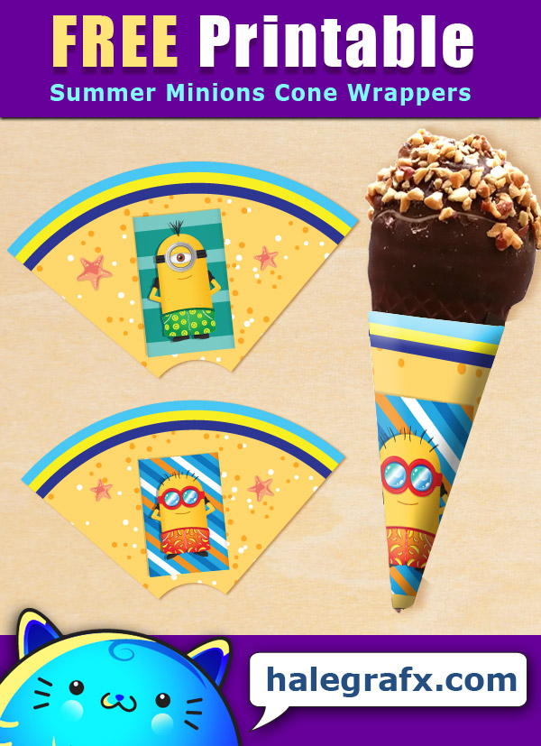 FREE Printable Summer Minions Ice Cream Cone Wrappers FREE Printable Summer Minions Ice Cream Cone Wrappers