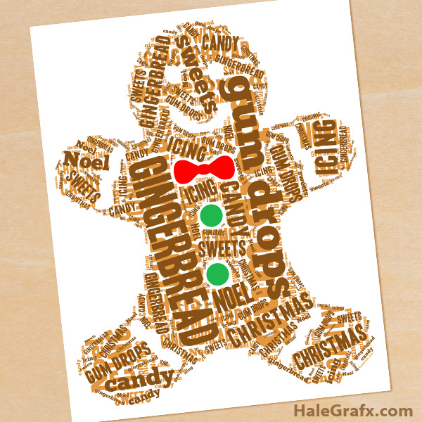 FREE Printable Christmas Gingerbread Man Word Art FREE Printable Christmas Gingerbread Man Word Art