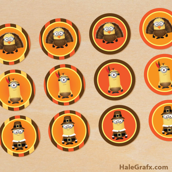FREE Printable Despicable Me Thanksgiving Cupcake Toppers FREE Printable Despicable Me Thanksgiving Cupcake Toppers
