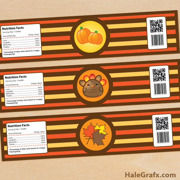 FREE Printable Thanksgiving Water Bottle Labels FREE Printable Thanksgiving Water Bottle Labels