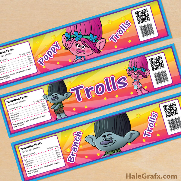 Free Printable Trolls Water Bottle Labels Free Printable Trolls Water Bottle Labels