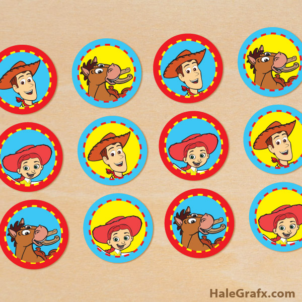 FREE Printable Toy Story Woody and Jessie Cupcake Toppers FREE Printable Toy Story Woody and Jessie Cupcake Toppers