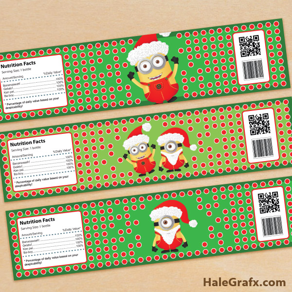 FREE Printable Christmas Minions Water Bottle Labels FREE Printable Christmas Minions Water Bottle Labels