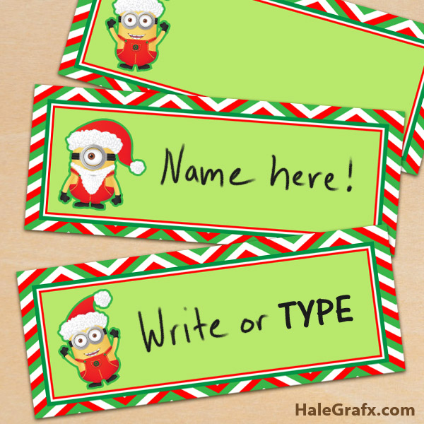 FREE Printable Despicable Me Minion Christmas Place Cards FREE Printable Despicable Me Minion Christmas Place Cards