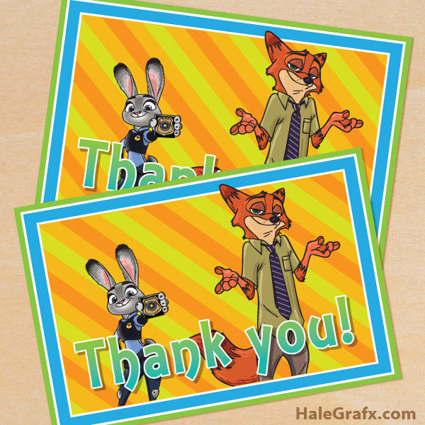 FREE Printable Zootopia Thank You Card FREE Printable Zootopia Thank You Card