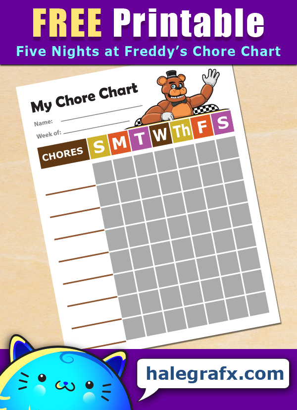 Free Printable Five Nights at Freddy's Chore Chart Free Printable Five Nights at Freddy's Chore Chart