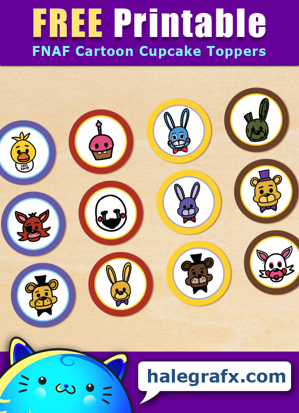 FREE Printable FNAF Cartoon Cupcake Toppers FREE Printable FNAF Cartoon Cupcake Toppers