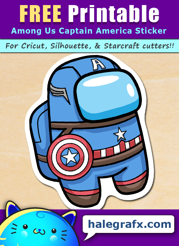 FREE Printable Among Us Captain America Sticker FREE Printable Among Us Captain America Sticker