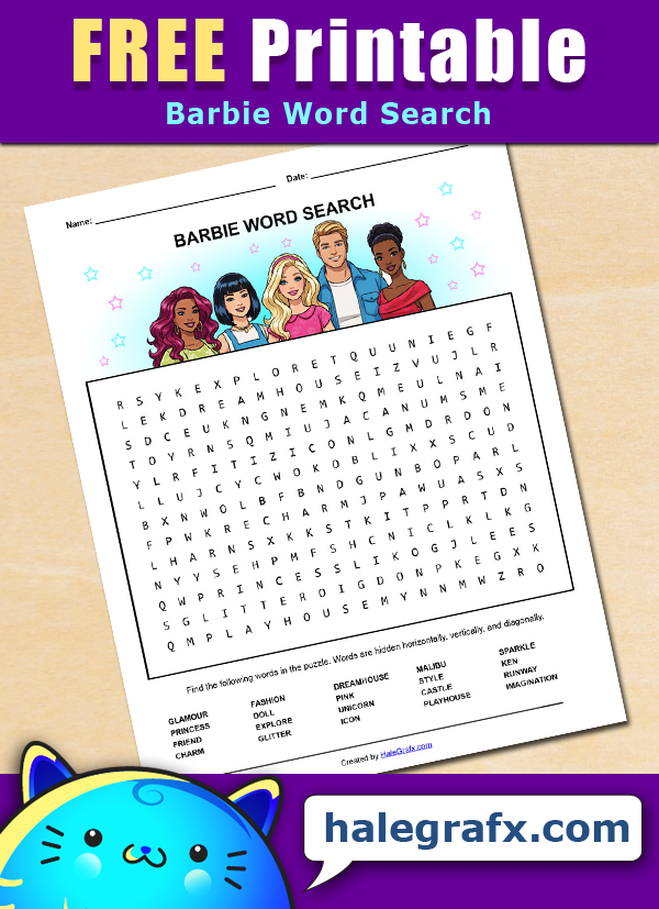 FREE Printable Barbie Word Search FREE Printable Barbie Word Search
