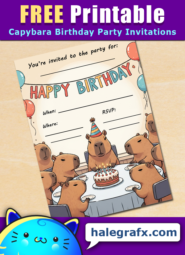 FREE Printable Capybara Birthday Invitation FREE Printable Capybara Birthday Invitation
