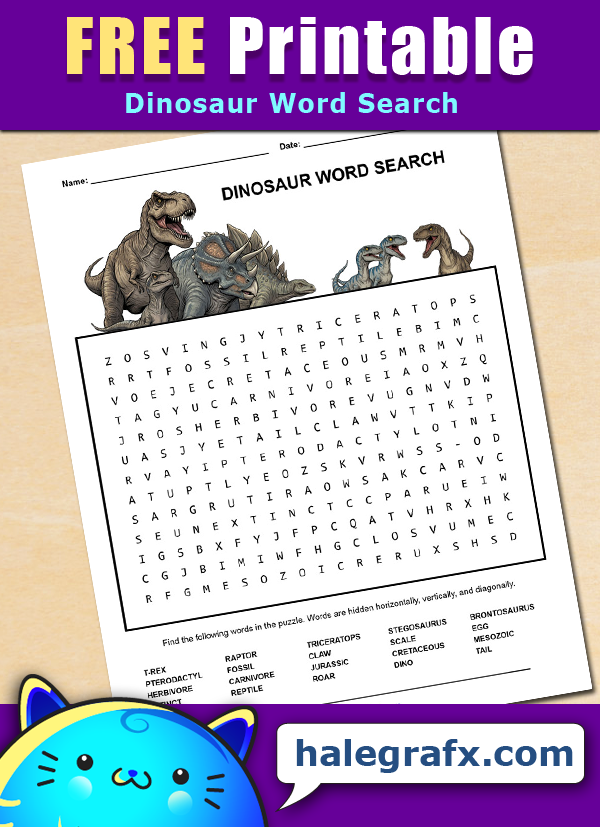 FREE Printable Dinosaur Word Search FREE Printable Dinosaur Word Search