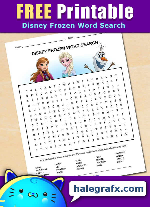 FREE Printable Disney Frozen Word Search FREE Printable Disney Frozen Word Search