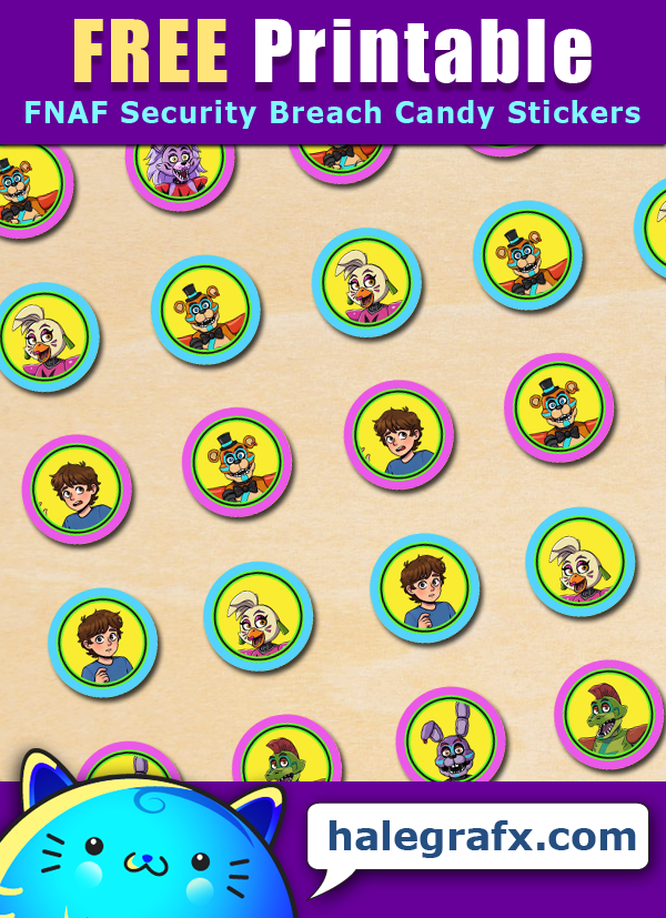 FREE Printable Five Nights at Freddy's Security Breach Candy Stickers FREE Printable Five Nights at Freddy's Security Breach Candy Stickers