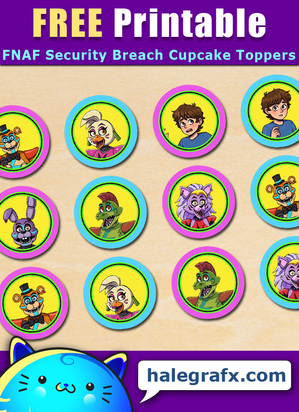 Free Printable Five Nights at Freddy's Security Breach Cupcake Toppers Free Printable Five Nights at Freddy's Security Breach Cupcake Toppers