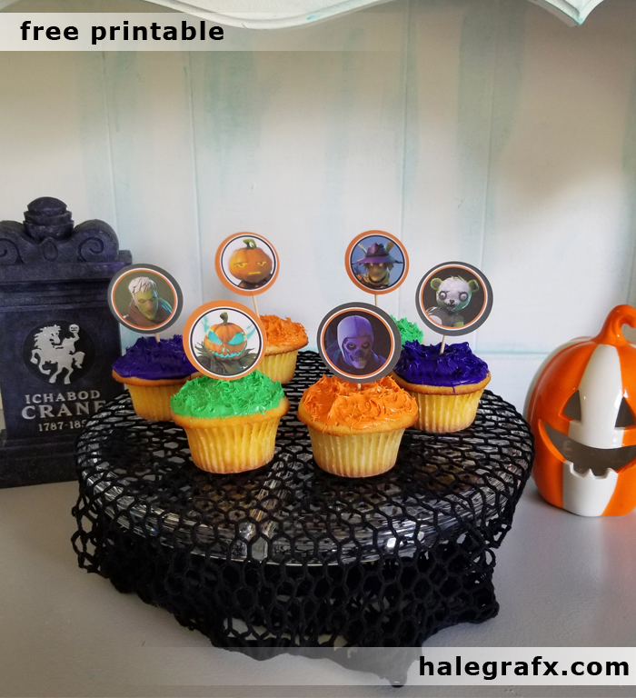 FREE Printable Fortnite Halloween Cupcake Toppers FREE Printable Fortnite Halloween Cupcake Toppers
