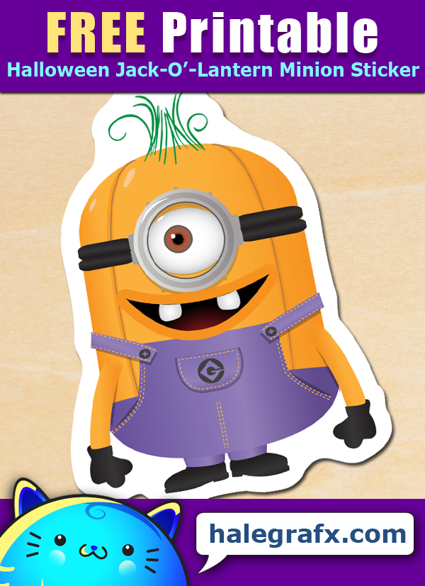 FREE Printable Halloween Jack-O'-Lantern Minion Sticker FREE Printable Halloween Jack-O'-Lantern Minion Sticker
