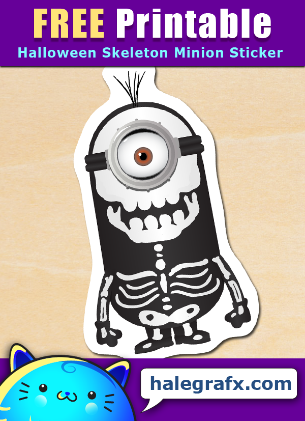 FREE Printable Halloween Minion Skeleton Sticker FREE Printable Halloween Minion Skeleton Sticker