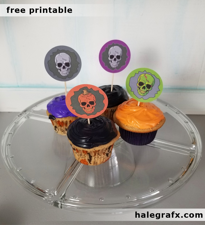 FREE Printable Halloween skulls Cupcake Toppers FREE Printable Halloween skulls Cupcake Toppers