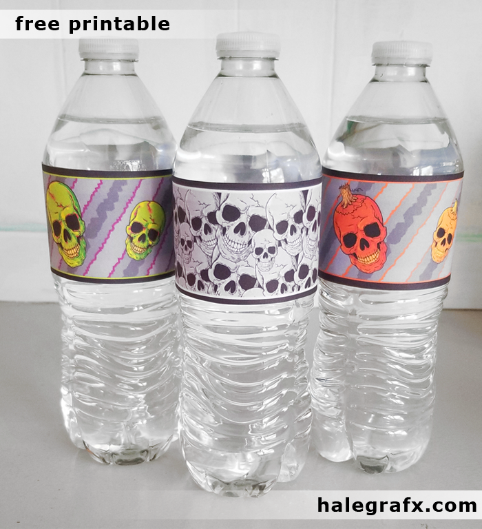 FREE Printable Halloween Skulls Water Bottle Labels FREE Printable Halloween Skulls Water Bottle Labels