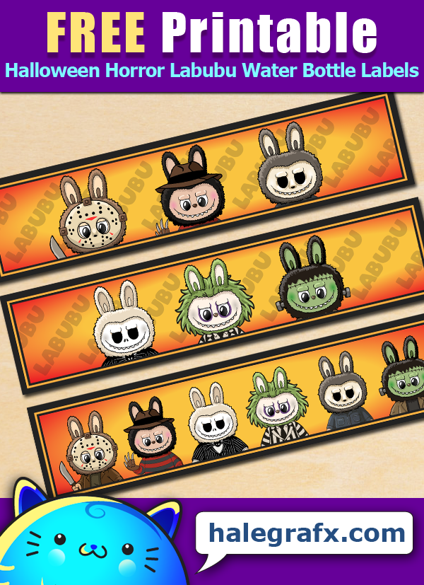 Free Printable Halloween Horror Labubu Water Bottle Labels Free Printable Halloween Horror Labubu Water Bottle Labels