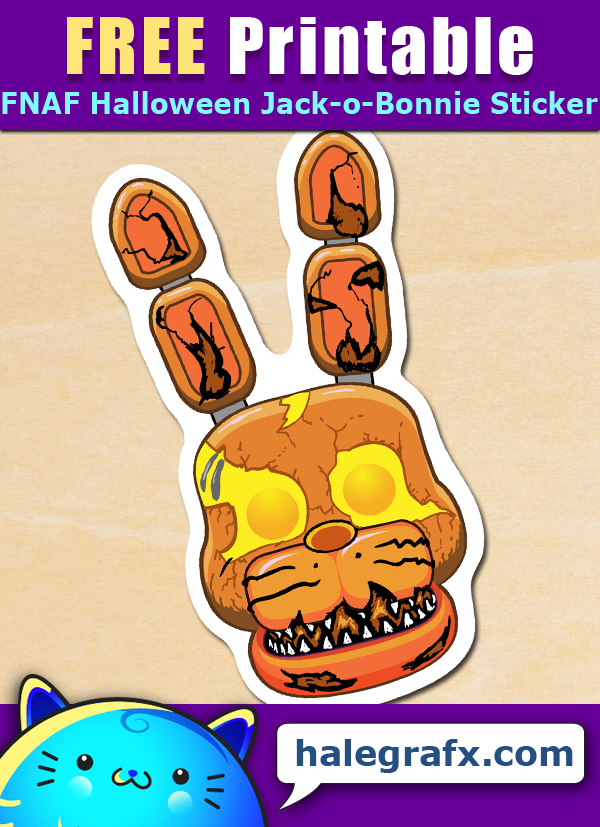 FREE Printable Five Nights at Freddy's Halloween Jack-o-Bonnie Sticker FREE Printable Five Nights at Freddy's Halloween Jack-o-Bonnie Sticker