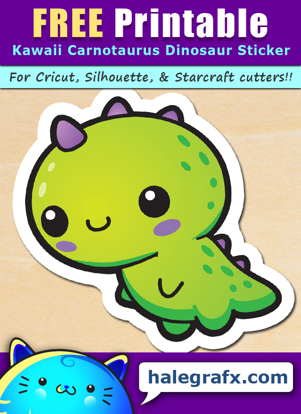 FREE Printable Kawaii Carnotaurus Dinosaur Sticker FREE Printable Kawaii Carnotaurus Dinosaur Sticker