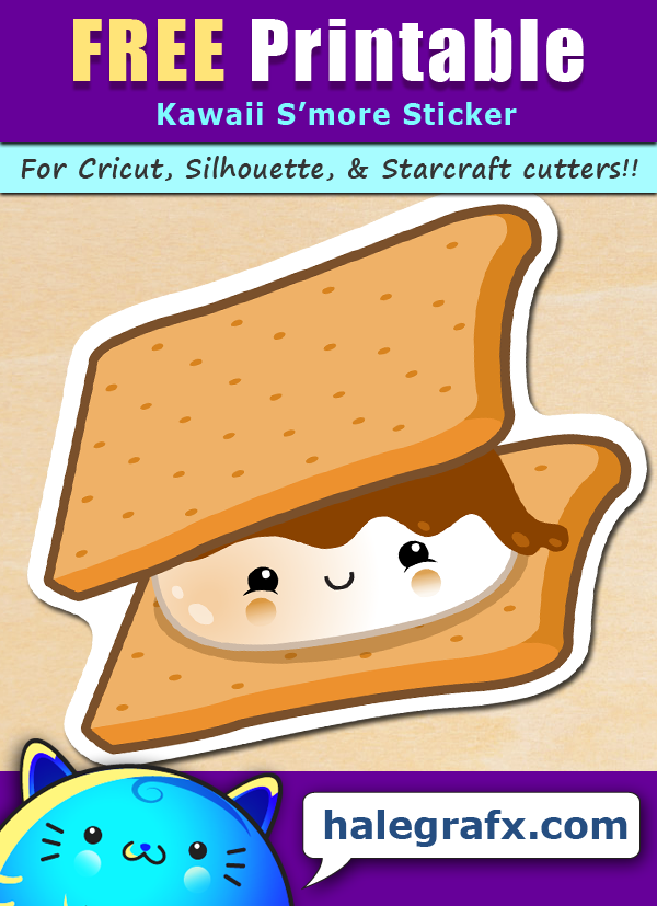 FREE Printable Kawaii S'mores Sticker FREE Printable Kawaii S'mores Sticker