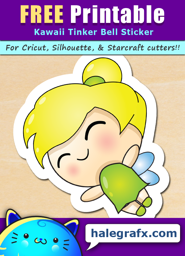FREE Printable Kawaii Tinker Bell Sticker FREE Printable Kawaii Tinker Bell Sticker